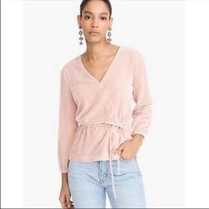 J. Crew Blush Pink Velvet Faux Wrap Top NWT Size 0P